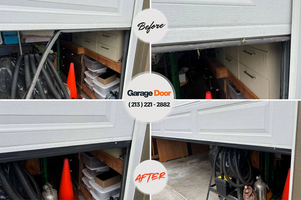 Before and after: garage door repair Vassar College, NY